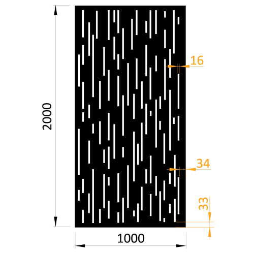 Designová kovová výplň, laserem vypálený vzor 8312, rozměr 1000x2000x2,0mm, bez povrchové úpravy
